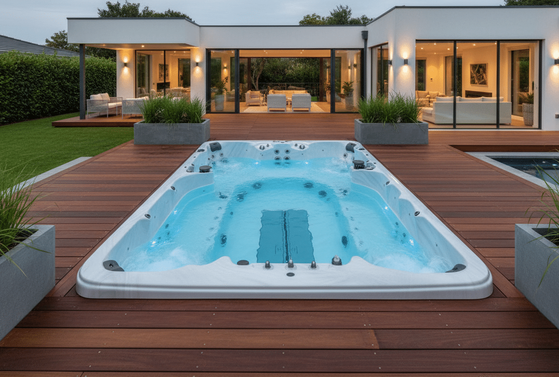 Vita Spa Swim Spa auf moderner Terrasse